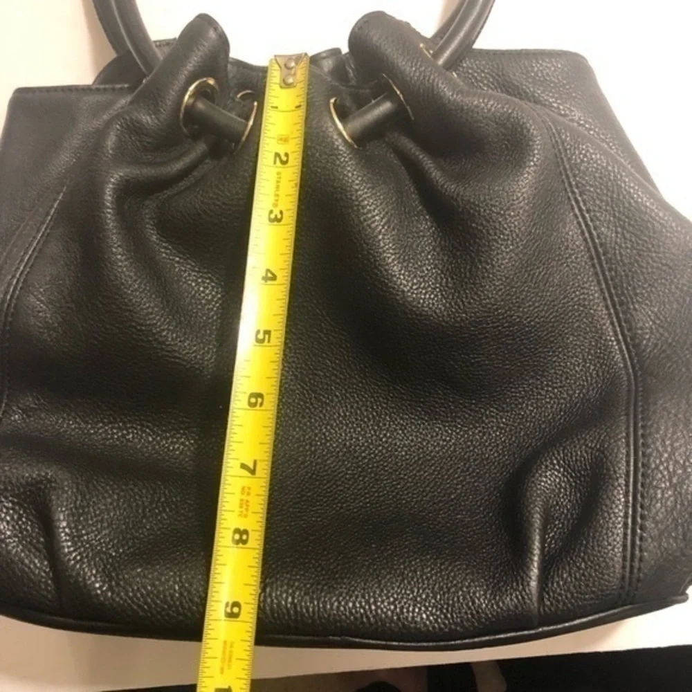 Michael kors black leather ringed tassel bag